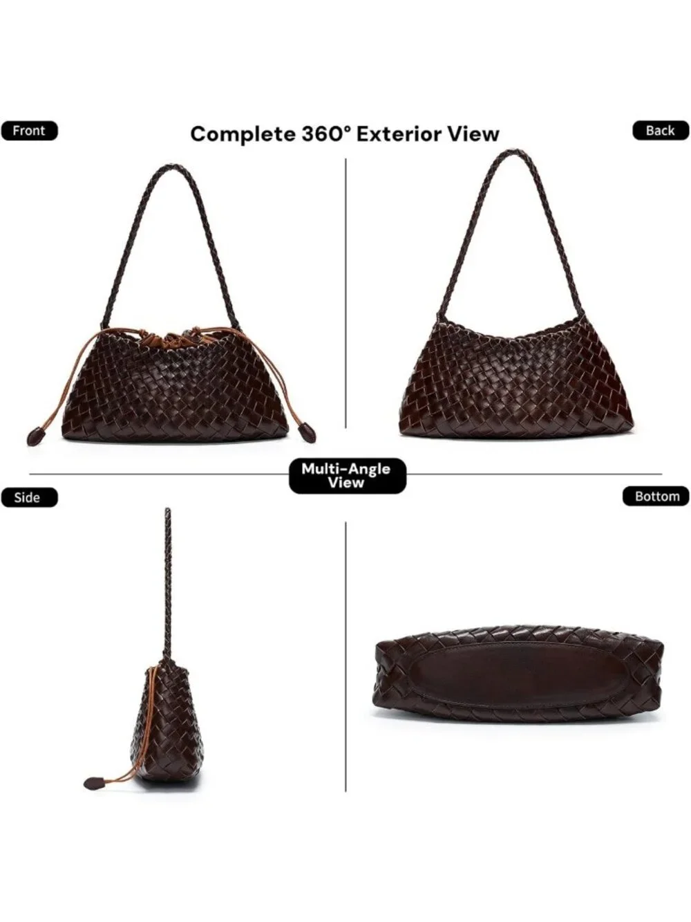 Chic Small Woven Vegan Leather Hobo Purse - Stylish Underarm Shoulder Bag